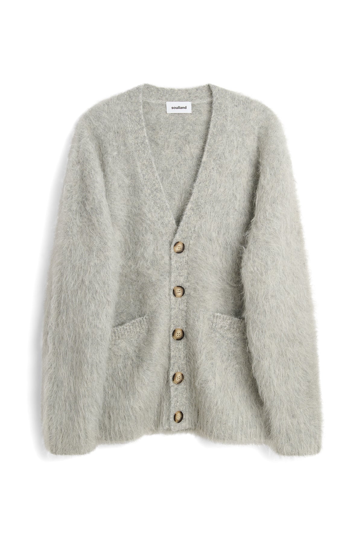 SOULLAND BOB alpaca mix cardigan Knitwear Light grey melange