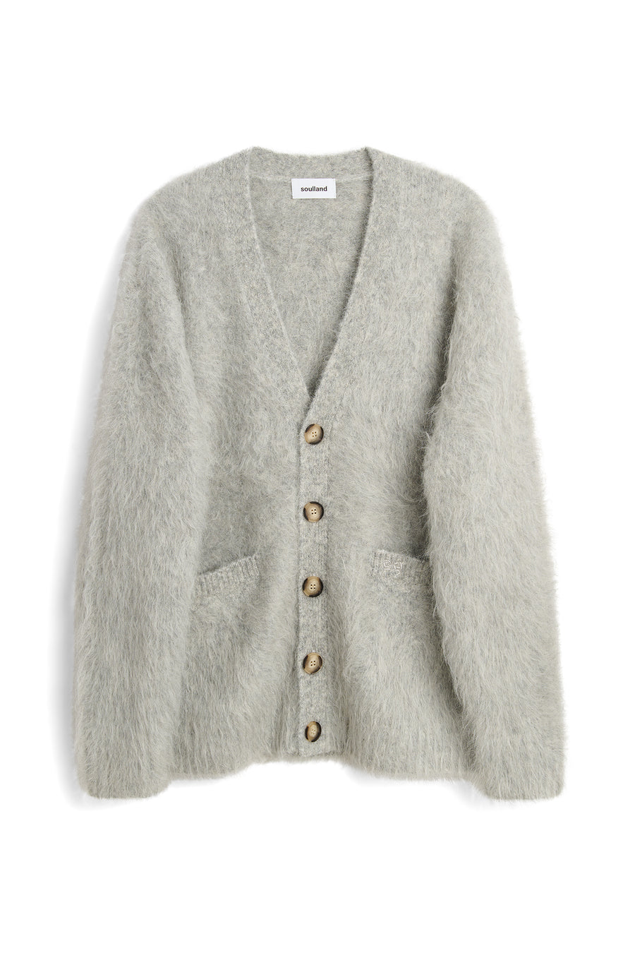 SOULLAND BOB alpaca mix cardigan Knitwear Light grey melange