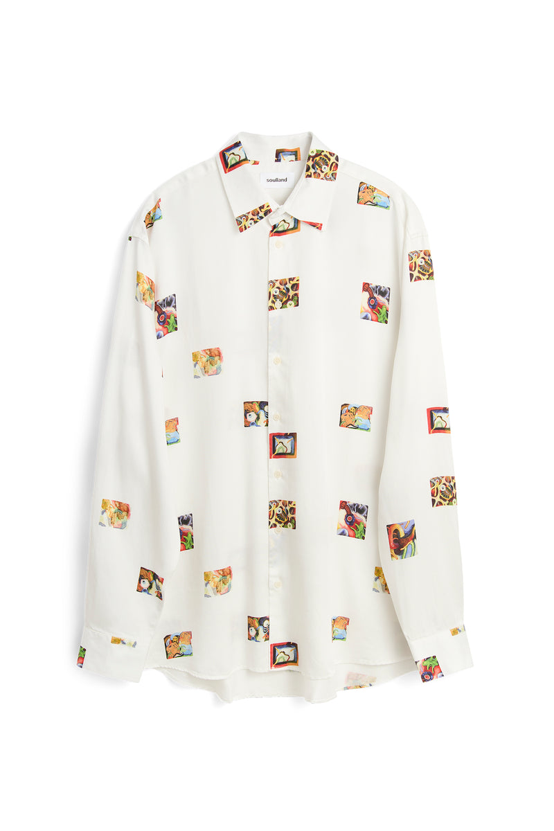 SOULLAND DAMON Romain AOP Shirt Off White