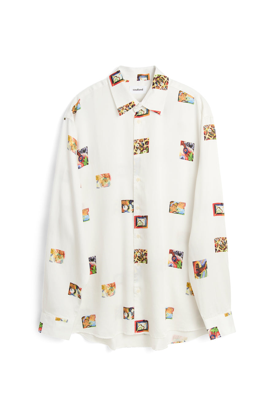 SOULLAND DAMON Romain AOP Shirt Off White