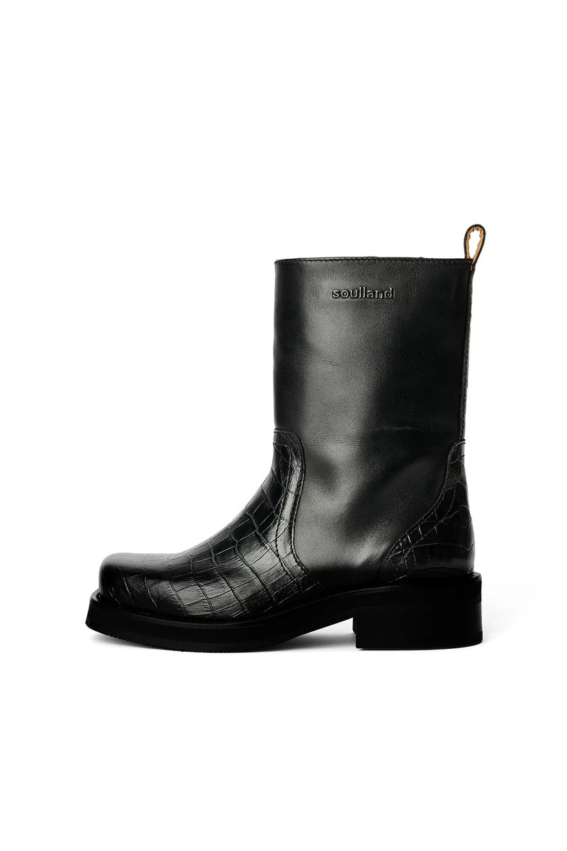 SOULLAND DELAWARE croco boots Footwear Black