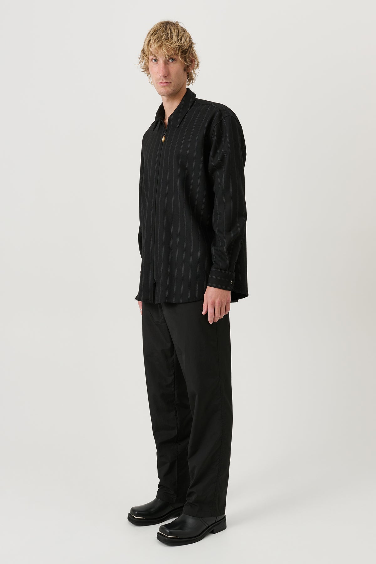 SOULLAND DERRY zip front shirt jacket Jacket/coat/vest Black