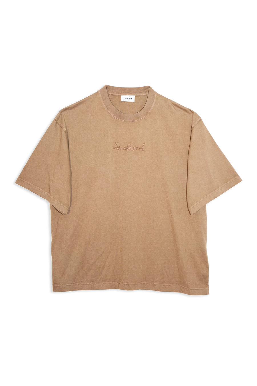 SOULLAND GUY T-shirt garment dyed T-shirt Brown