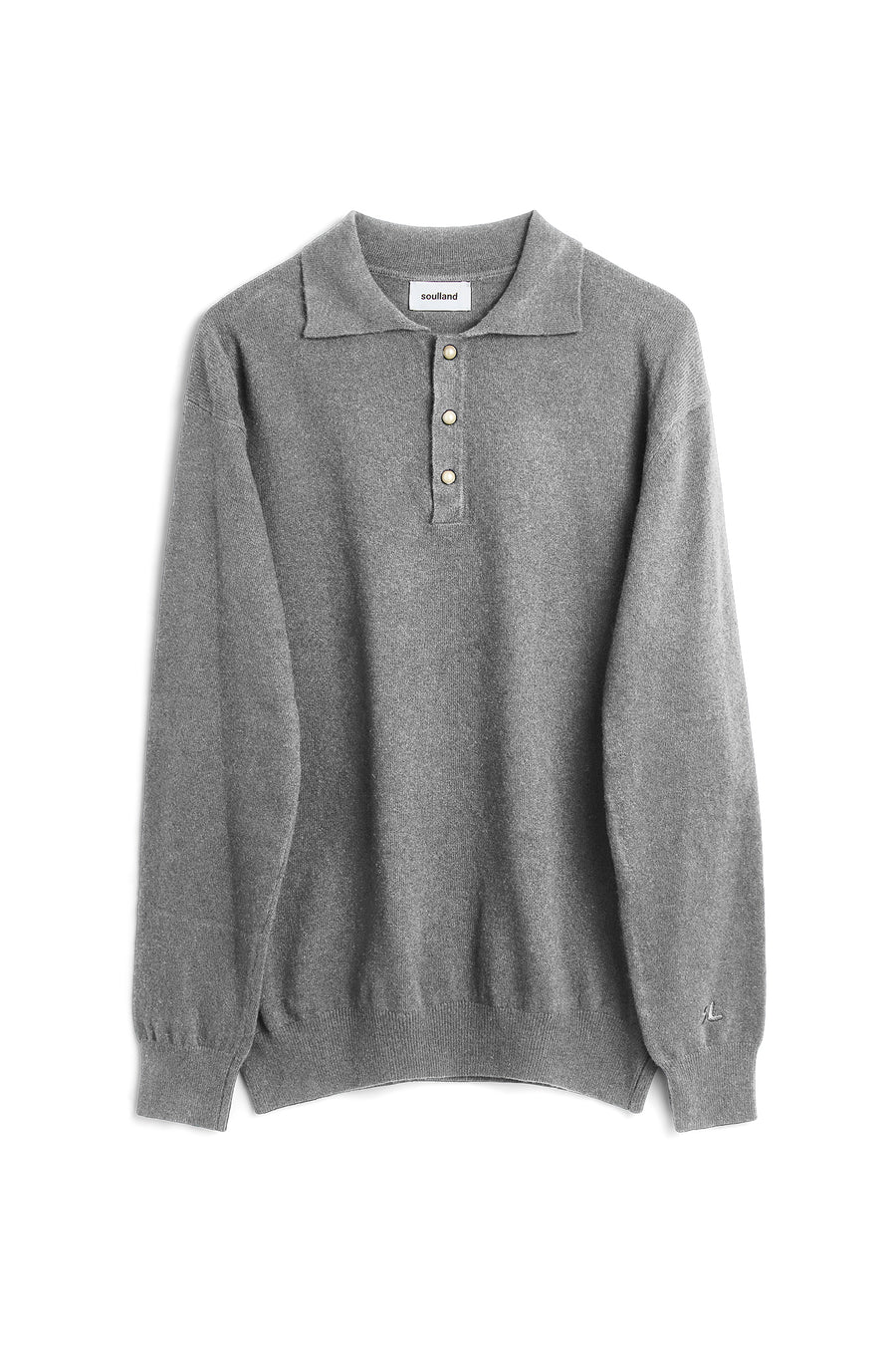 SOULLAND MARCEL polo jumper Knitwear Grey Melange