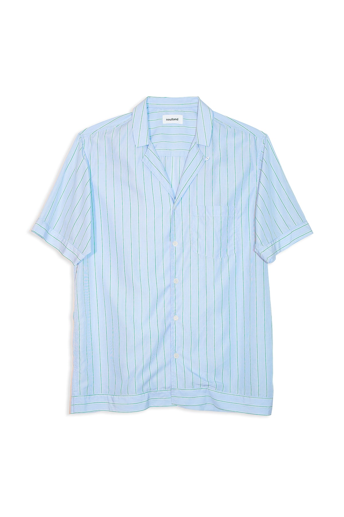 SOULLAND ORSON blue green stripe Shirt Blue green stripe