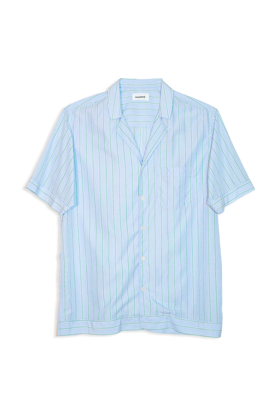 SOULLAND ORSON blue green stripe Shirt Blue green stripe
