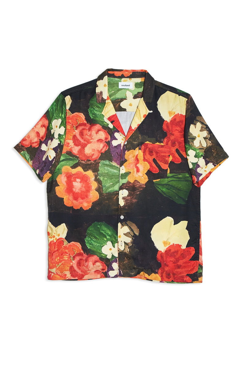SOULLAND ORSON flower aop Shirt Black multi